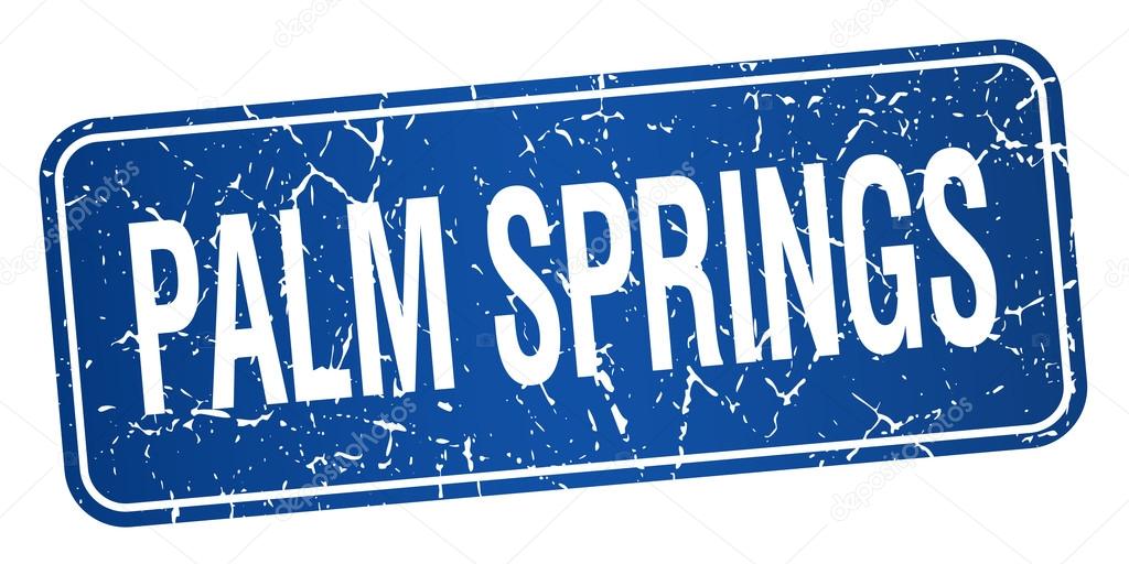 Palm Springs blue stamp isolated on white background