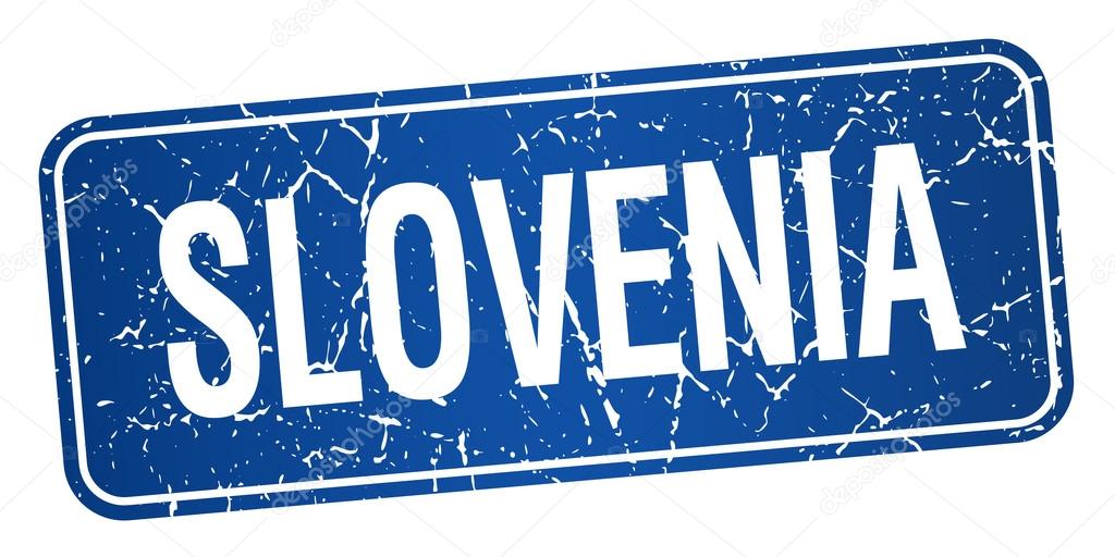 Slovenia blue stamp isolated on white background