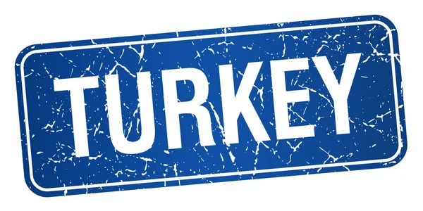 Τουρκία μπλε σφραγίδα που απομονώνονται σε λευκό φόντο — Διανυσματικό Αρχείο