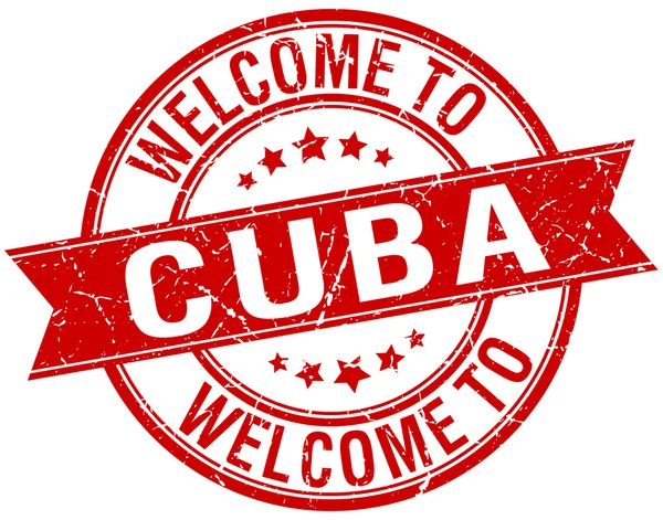 Bienvenido a Cuba sello de cinta redonda roja — Archivo Imágenes Vectoriales