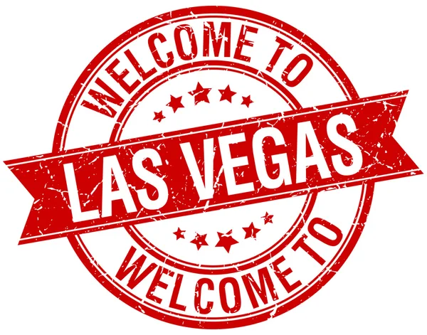 Welcome to Las Vegas red round ribbon stamp — Stock Vector
