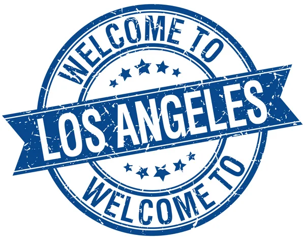 Bienvenue au timbre rond bleu Los Angeles — Image vectorielle