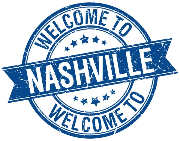 Bienvenido al sello de cinta redonda azul de Nashville — Vector de stock