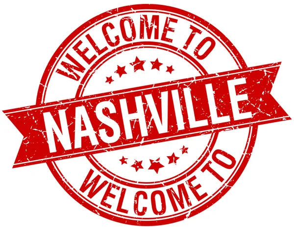 Benvenuto a Nashville timbro rosso nastro rotondo — Vettoriale Stock