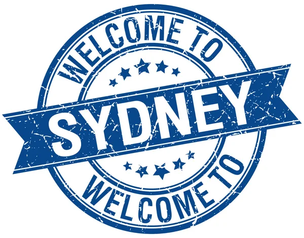 Bienvenido al sello de cinta redonda azul de Sydney — Vector de stock