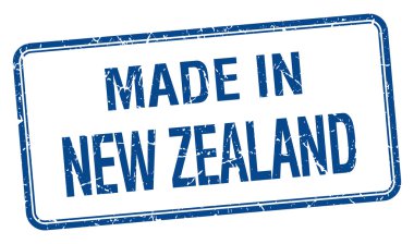 made in New Zealand blue square isolated stamp clipart