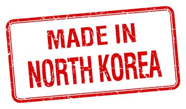 made in North Korea red square isolated stamp clipart