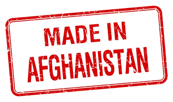 Vyrobené v Afghánistánu Rudé náměstí izolované razítko — Stockový vektor