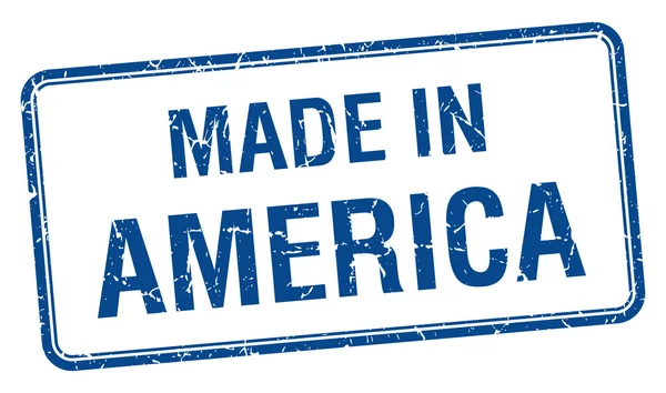 Feita na América azul quadrado selo isolado —  Vetores de Stock