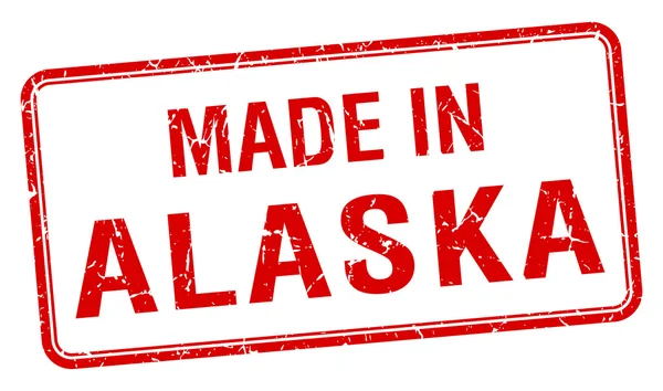 Gemaakt in Alaska Rode plein geïsoleerde stempel — Stockvector