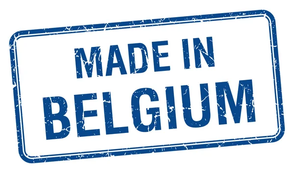 Made in Belgium blue square isolated stamp — Stock Vector