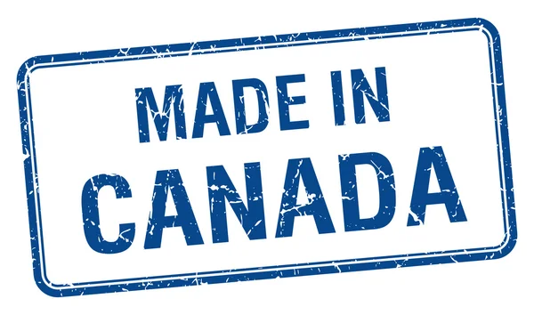 Made in Canada blue square isolated stamp — Stock Vector