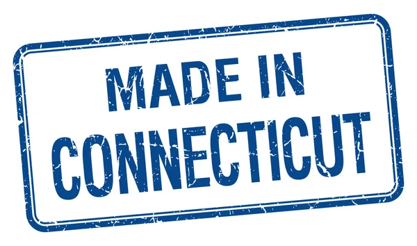 Gemaakt in Connecticut blauwe vierkante geïsoleerde stempel — Stockvector