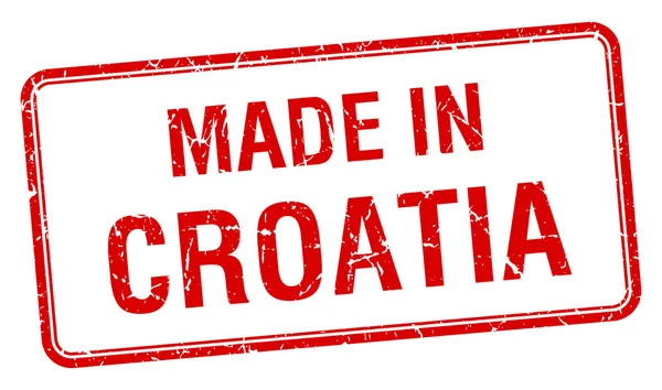 Hecho en Croacia sello cuadrado rojo aislado — Archivo Imágenes Vectoriales