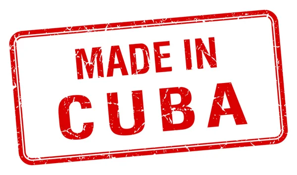 Hecho en Cuba sello aislado cuadrado rojo — Archivo Imágenes Vectoriales