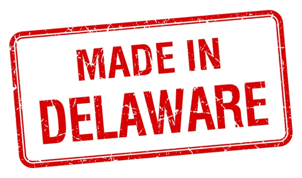 Fabriqué au Delaware timbre isolé carré rouge — Image vectorielle