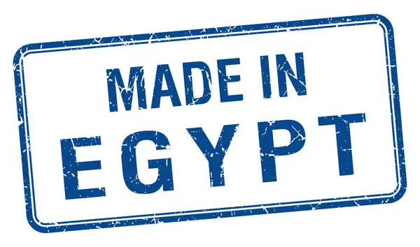 Gemaakt in Egypte blauwe vierkante geïsoleerde stempel — Stockvector