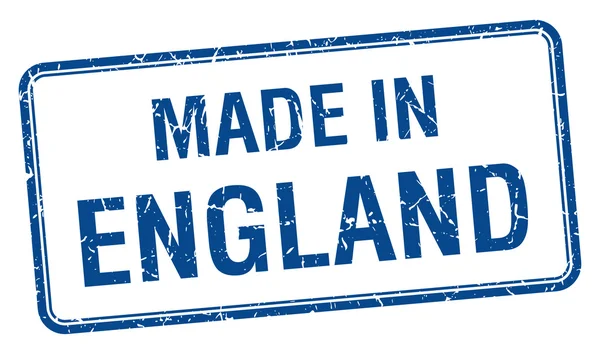 Gemaakt in Engeland blauwe vierkante geïsoleerde stempel — Stockvector