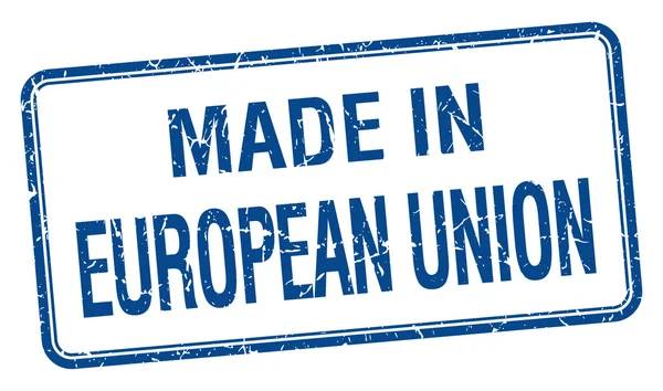 Feita em União Europeia selo quadrado azul isolado —  Vetores de Stock