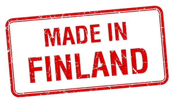 Gemaakt in Finland Rode plein geïsoleerde stempel — Stockvector