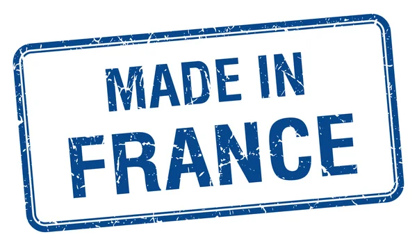 Hergestellt in Frankreich blau quadratische isolierte Marke — Stockvektor