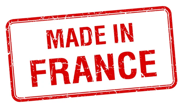 Made in France francobollo isolato quadrato rosso — Vettoriale Stock