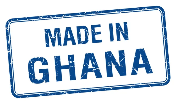 Gemaakt in Ghana blauwe vierkante geïsoleerde stempel — Stockvector