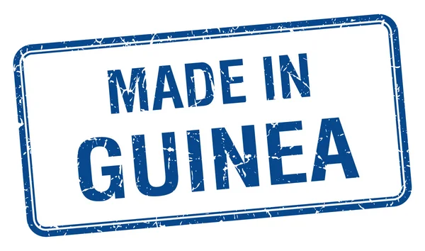 Vyrobené v Guineji modré čtvercové izolované razítko — Stockový vektor