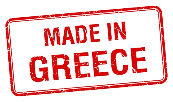 Made in Greece francobollo isolato quadrato rosso — Vettoriale Stock