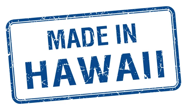 Dibuat di Hawaii blue square terisolasi stempel - Stok Vektor