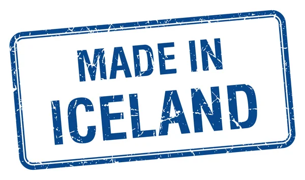 Feita na Islândia azul quadrado selo isolado — Vetor de Stock