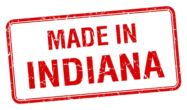 Fabriqué en Indiana carré rouge timbre isolé — Image vectorielle