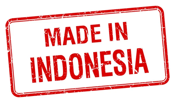 Feita na Indonésia selo isolado quadrado vermelho —  Vetores de Stock
