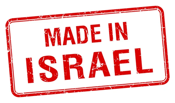 Made in Israel francobollo isolato quadrato rosso — Vettoriale Stock