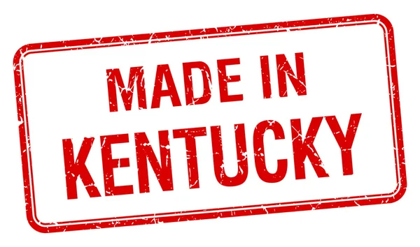 Hergestellt in kentucky roten quadratischen isolierten Marke — Stockvektor