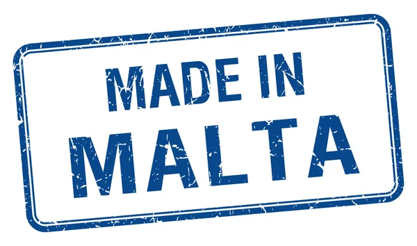 Vyrobené v Maltě modré čtvercové izolované razítko — Stockový vektor