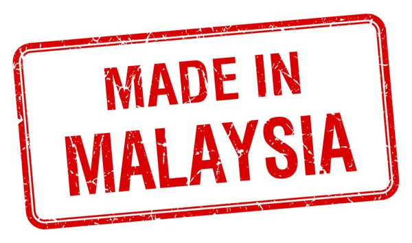 Hecho en Malasia sello cuadrado rojo aislado — Archivo Imágenes Vectoriales