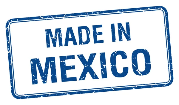 Feita no México azul quadrado selo isolado — Vetor de Stock