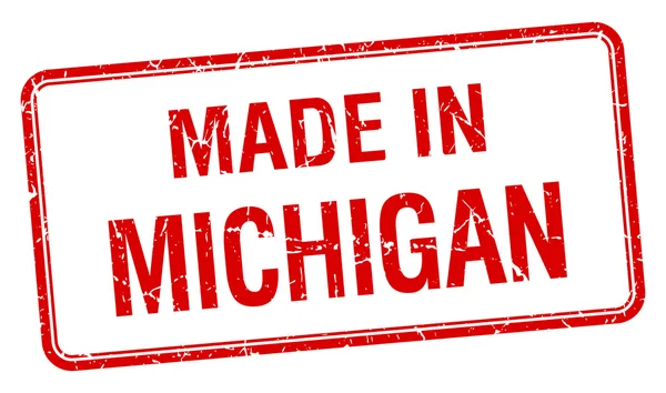 Hecho en Michigan sello cuadrado rojo aislado — Archivo Imágenes Vectoriales