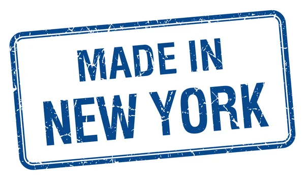 Fabriqué à New York timbre isolé carré bleu — Image vectorielle