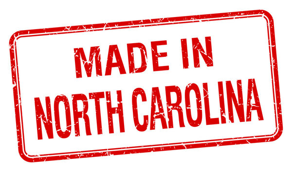 made in North Carolina red square isolated stamp