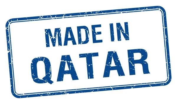 Vyrobené v Kataru modrý čtvereček izolované razítko — Stockový vektor