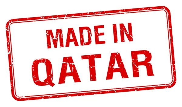 Vyrobené v Kataru Rudé náměstí izolované razítko — Stockový vektor
