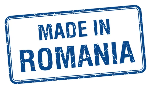 Зроблено в Румунії синій квадратний штамп ізольовані — стоковий вектор