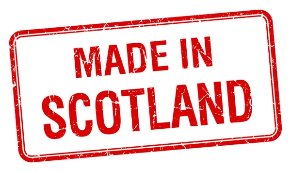 Hecho en Escocia sello cuadrado rojo aislado — Vector de stock