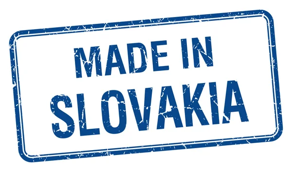Hergestellt in der Slowakei blaue quadratische isolierte Marke — Stockvektor