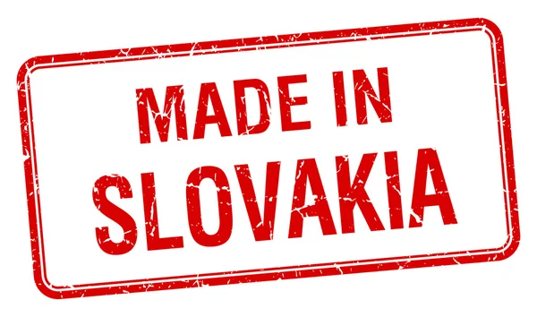 Gemaakt in Slowakije Rode plein geïsoleerde stempel — Stockvector