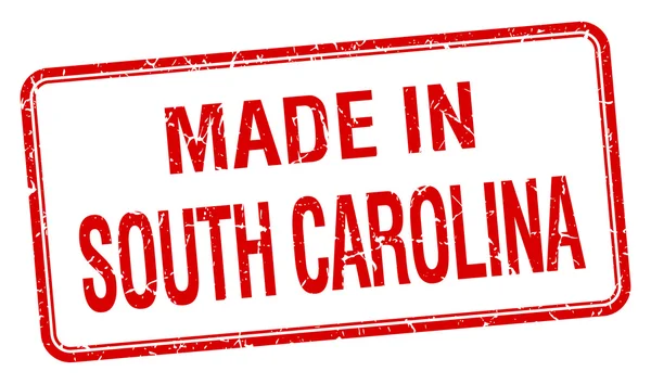 Gemaakt in South Carolina Rode plein geïsoleerde stempel — Stockvector