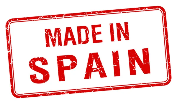 Tillverkad i Spanien Röda torget isolerade stämpel — Stock vektor