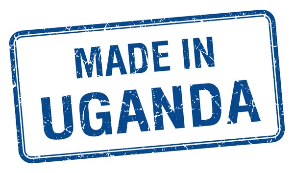 Made in Uganda blue square isolated stamp — Stock Vector